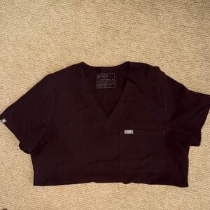 Figs Brown V-Neck Scrub Top